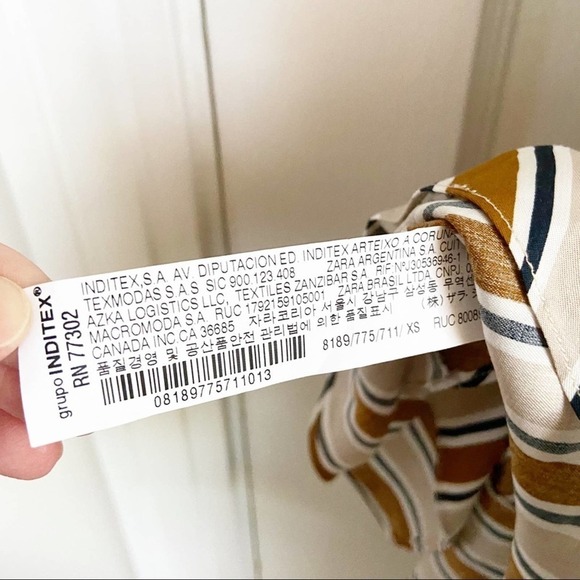 ZARA Asymmetrical Ruffle Striped Top Tunic NWT - Picture 6 of 6